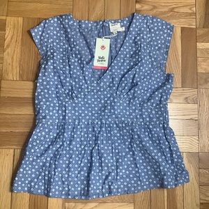Mata Traders Short Sleeve Peplum Blouse NWT - light blue